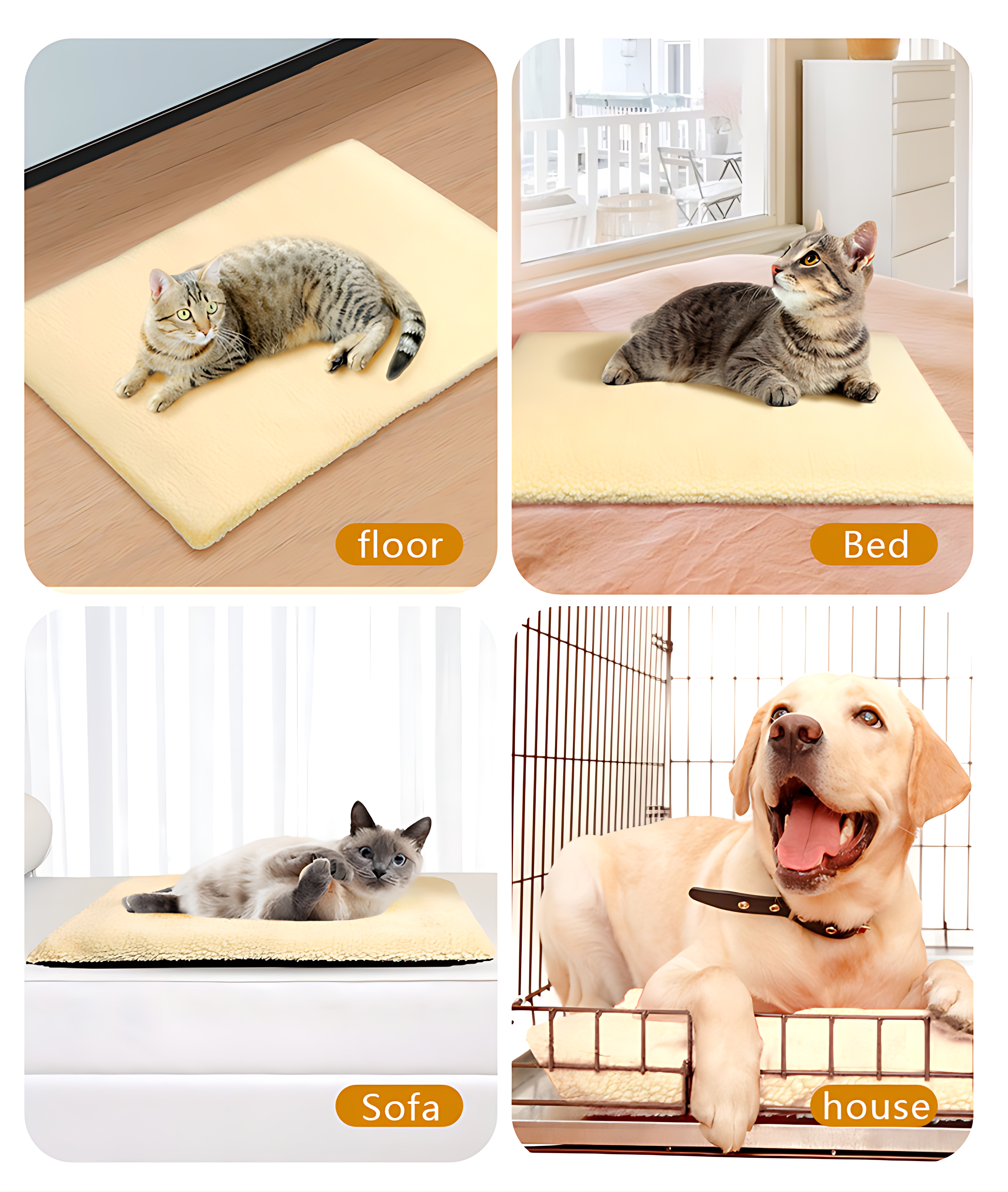 Merry & Joy Self-Heating Pet Mat — 2 cm Thick Lamb Fleece Bed for Dogs & Cats(19x24inch)