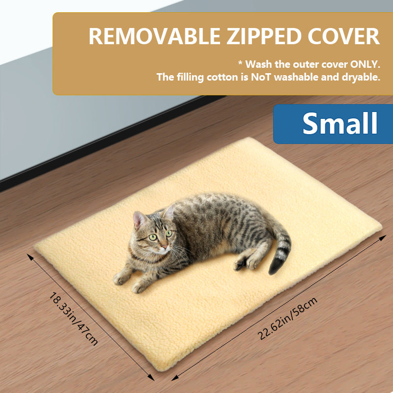 ✨ 10% OFF Single Item, 🔥 15% OFF When You Buy 2!|Merry & Joy Self-Heating Pet Mat — 2 cm Thick Lamb Fleece Bed for Dogs & Cats