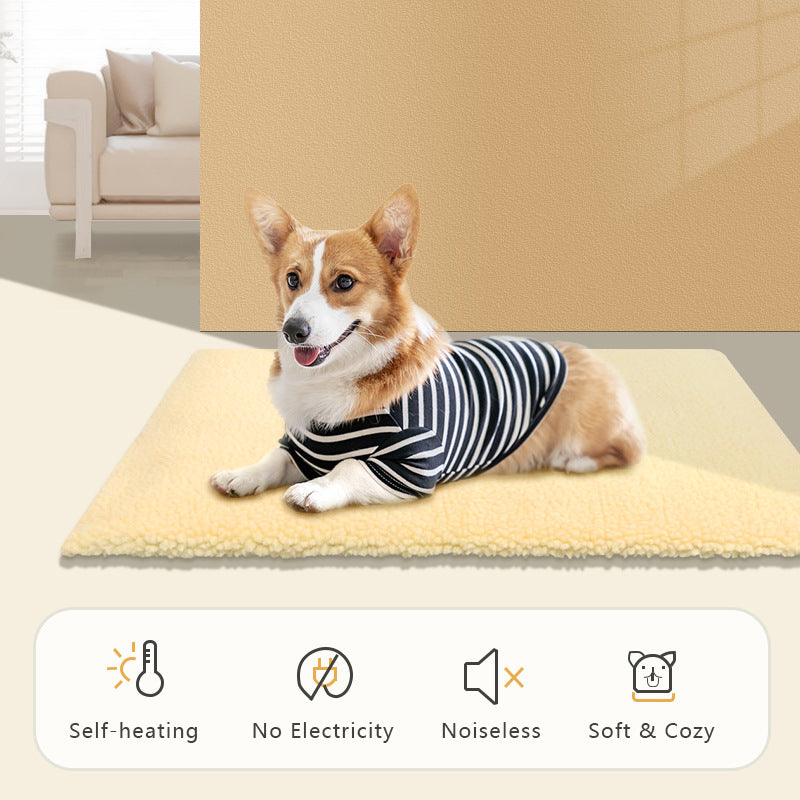 ✨ 10% OFF Single Item, 🔥 15% OFF When You Buy 2!|Merry & Joy Self-Heating Pet Mat — 2 cm Thick Lamb Fleece Bed for Dogs & Cats