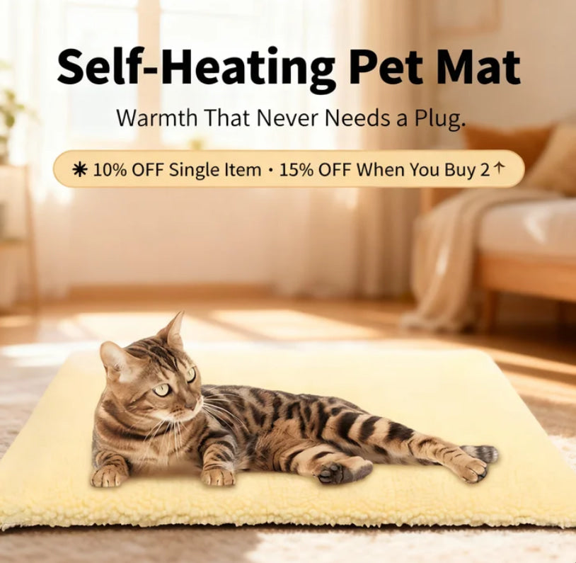 ✨ 10% OFF Single Item, 🔥 15% OFF When You Buy 2!|Merry & Joy Self-Heating Pet Mat — 2 cm Thick Lamb Fleece Bed for Dogs & Cats