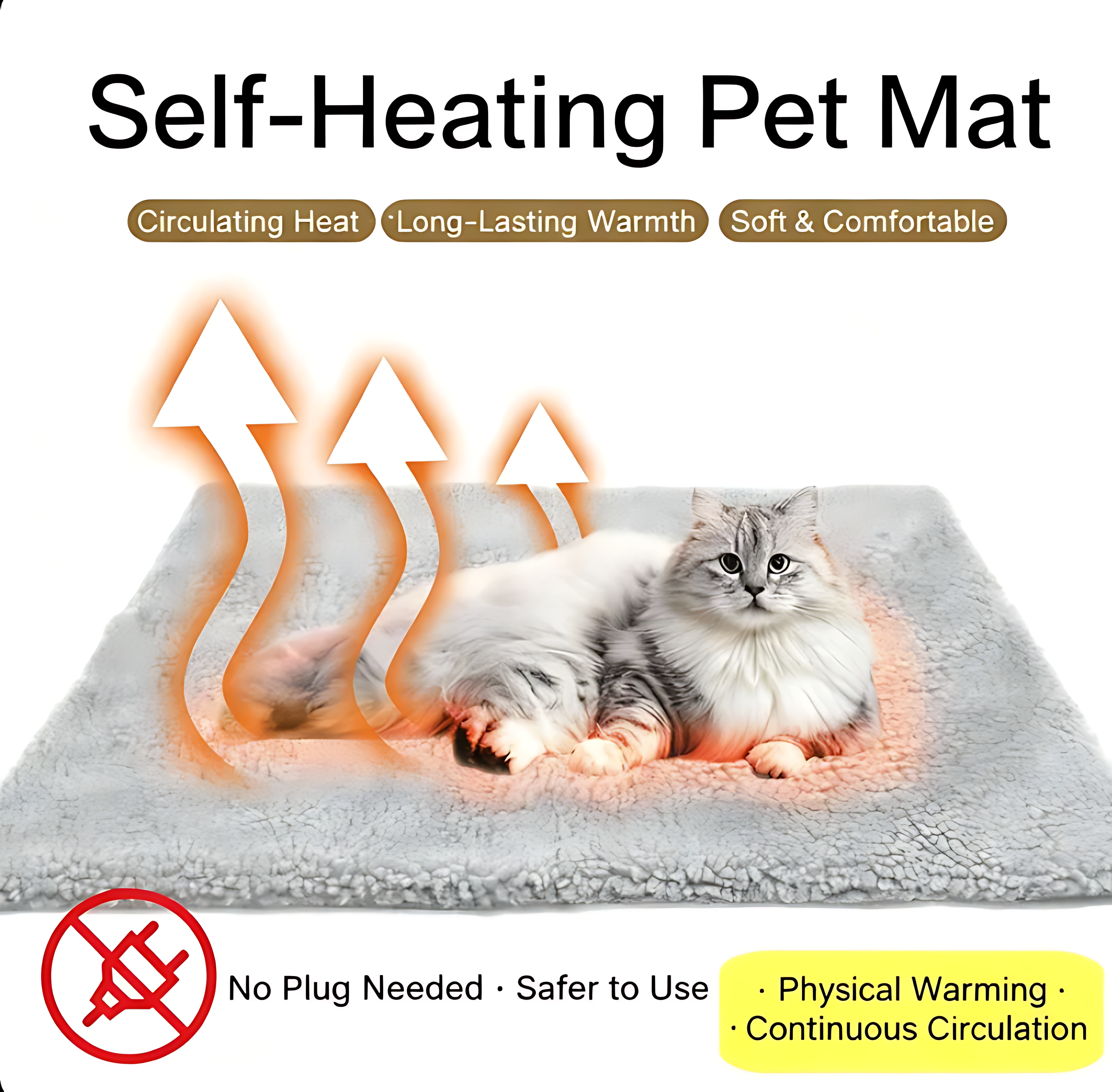 Merry & Joy Self-Heating Pet Mat — 2 cm Thick Lamb Fleece Bed for Dogs & Cats(19x24inch)