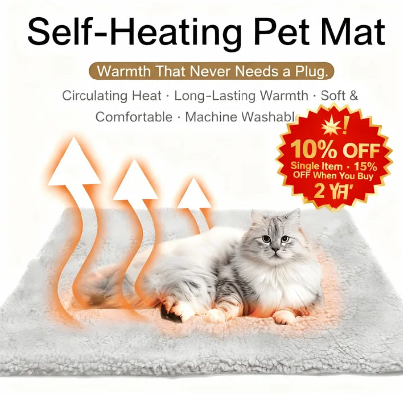 ✨ 10% OFF Single Item, 🔥 15% OFF When You Buy 2!|Merry & Joy Self-Heating Pet Mat — 2 cm Thick Lamb Fleece Bed for Dogs & Cats