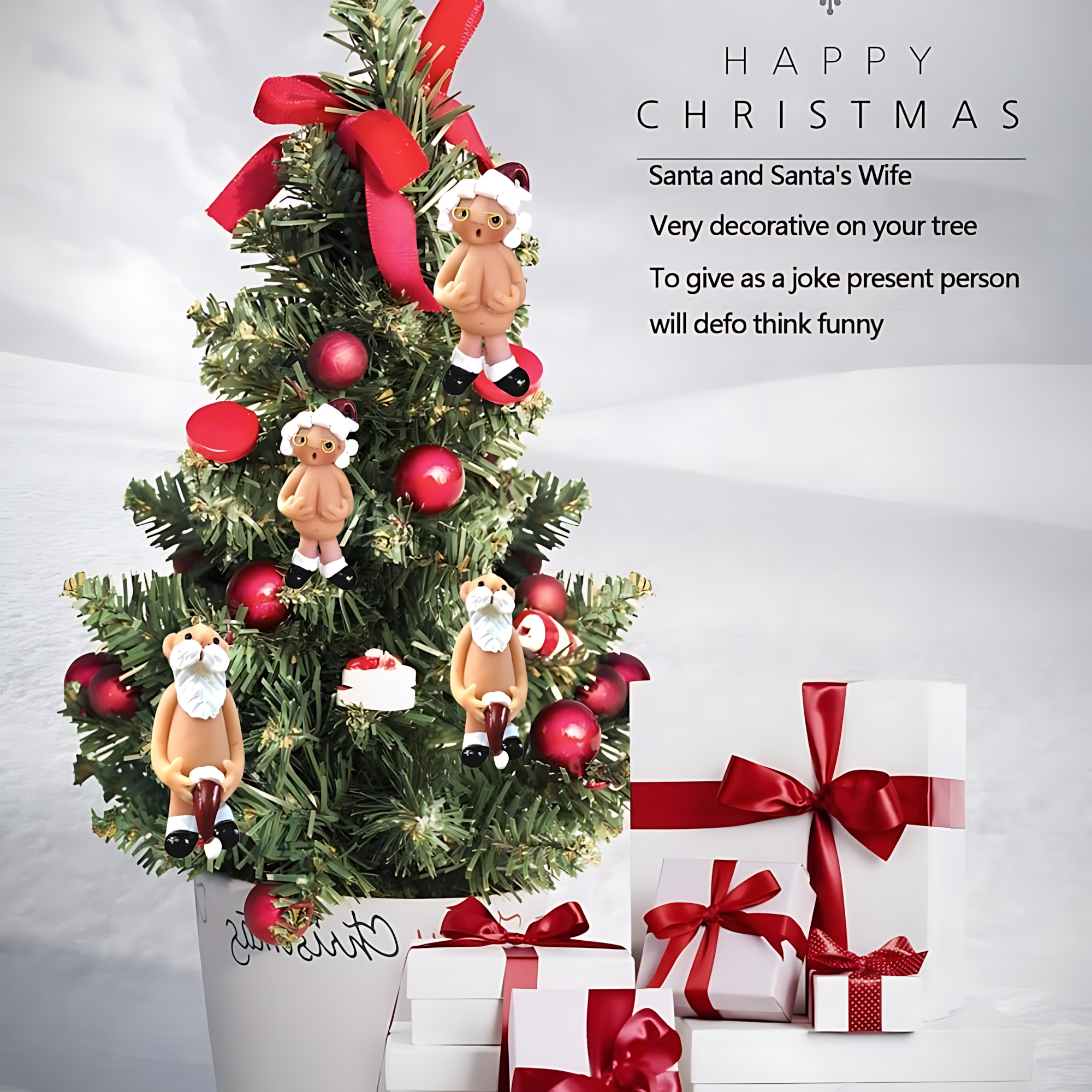 Creative Naughty Santa Christmas Decorations – 5CM & 8CM Funny Resin Santa Tree Ornaments, Cute Xmas Hanging Decor Gifts