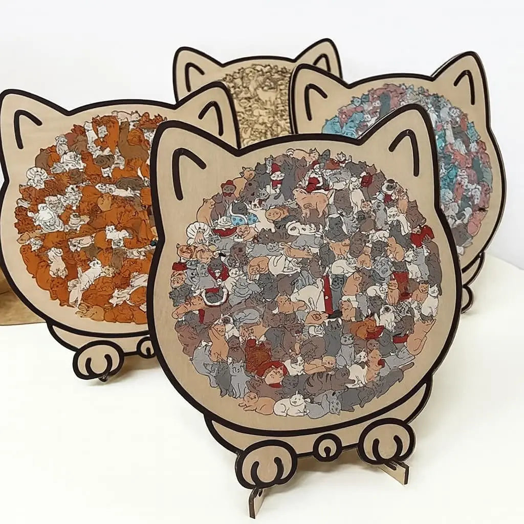 🎁Christmas Sale up to 53% OFF🎅|135-Piece Morandi-Colored Cat Shaped Wooden Jigsaw Puzzle