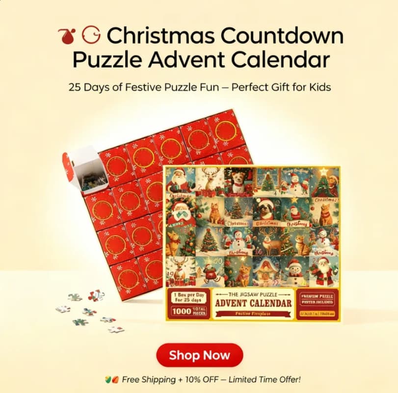 🎅 Christmas Countdown Puzzle Advent Calendar – 24 Days of Festive Jigsaw Fun | 1000-Piece Holiday Puzzle Set 🎁✨ Order Now & Enjoy 10% OFF!