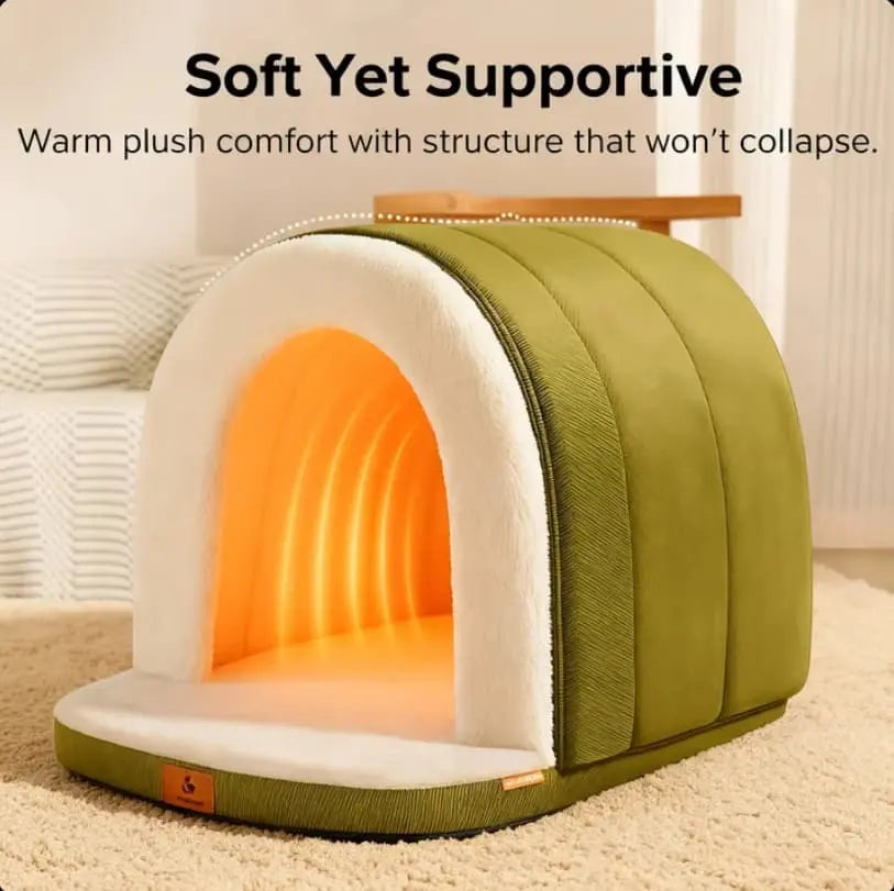🔥Now Only £76.49 (Was £89.99)🔥Cave-Style Warm Deep Sleeping Snug Cat Cave Dog House, High-Elastic Sponge Base, Soft Plush Fabric Surface