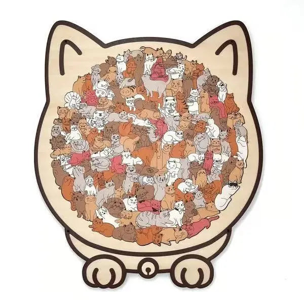 🎁Christmas Sale up to 53% OFF🎅|135-Piece Morandi-Colored Cat Shaped Wooden Jigsaw Puzzle