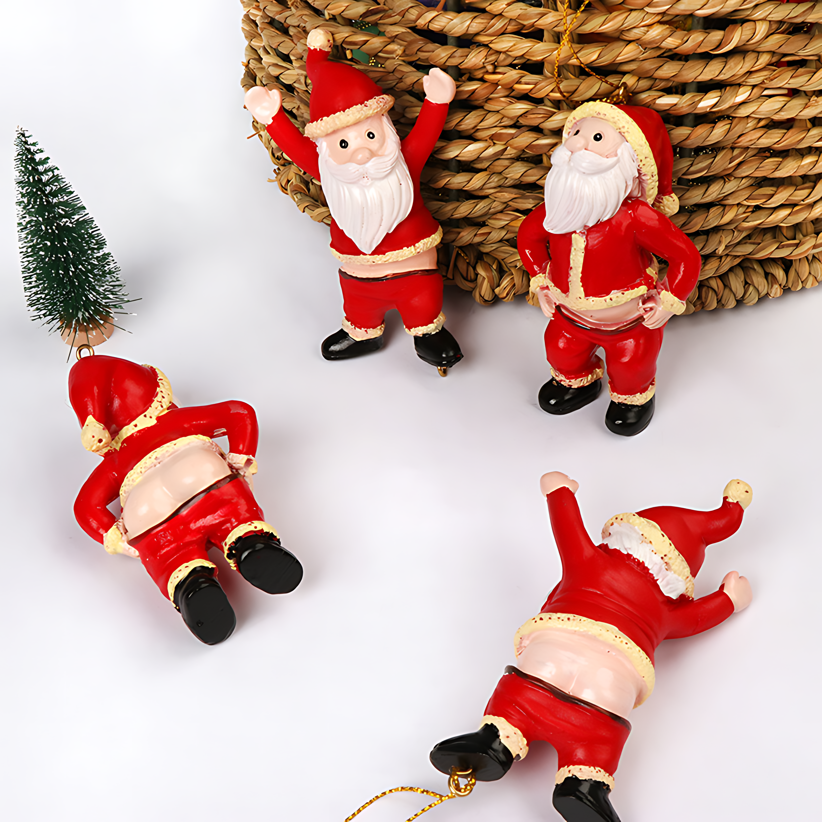 Creative Naughty Santa Ornament – Resin Santa Figurine for Christmas Decorations & Christmas Tree Décor That Adds Humor to Your Holiday