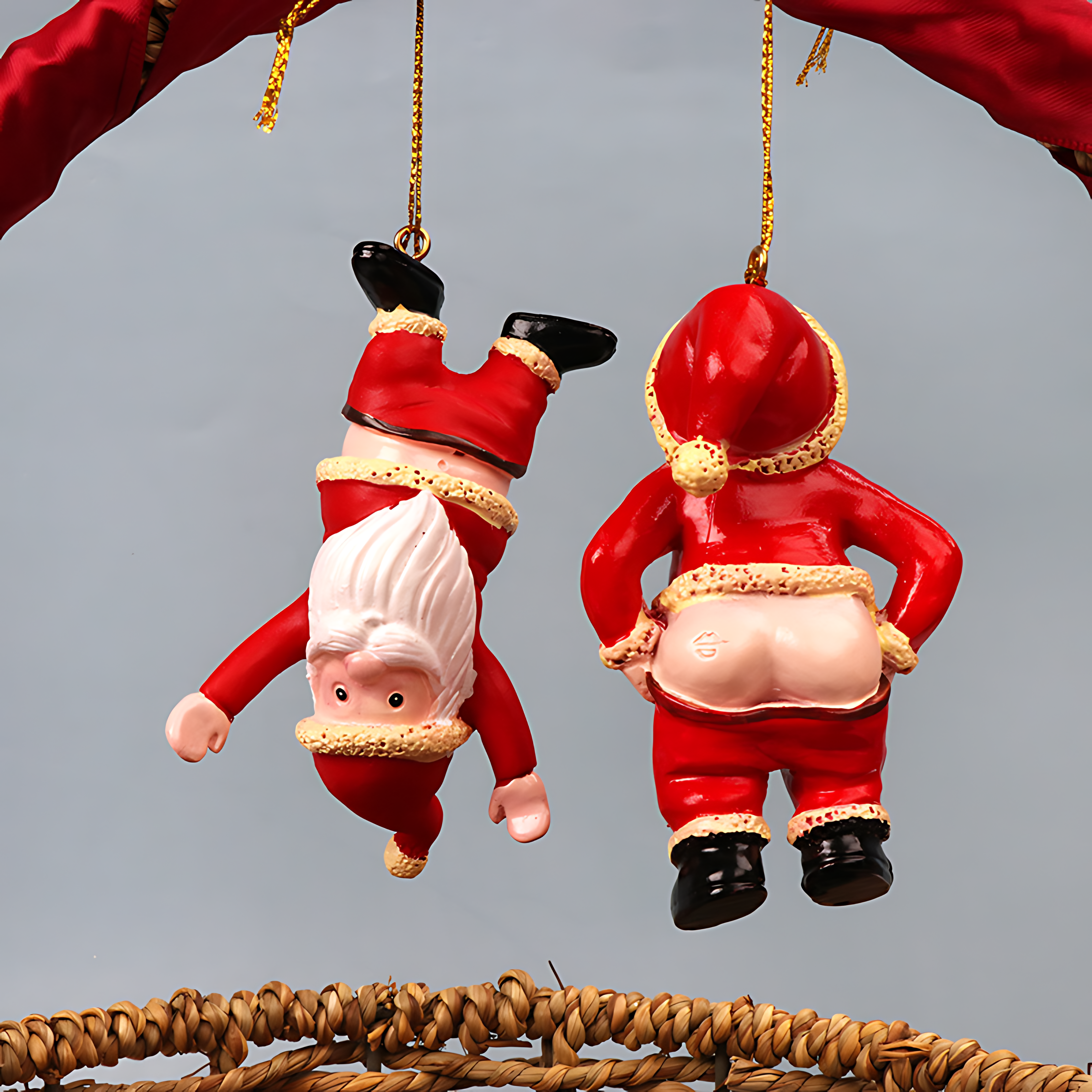 Creative Naughty Santa Ornament – Resin Santa Figurine for Christmas Decorations & Christmas Tree Décor That Adds Humor to Your Holiday