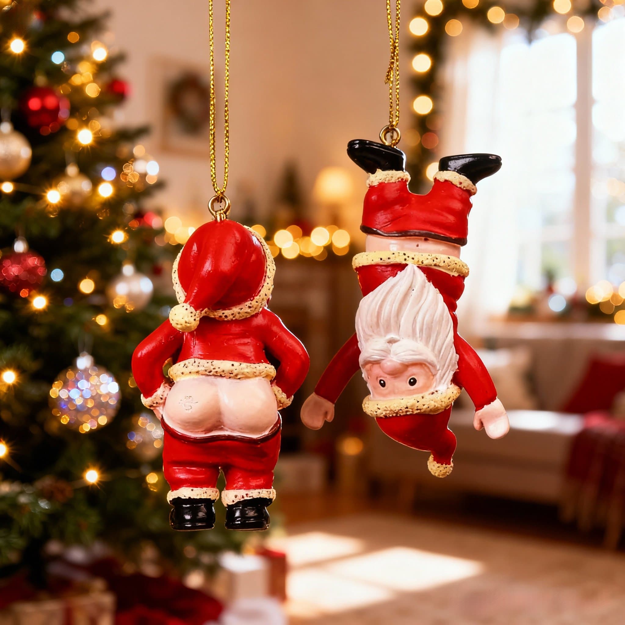 |🎁 Free Shipping on Orders Over £18.99, 🔥 10% OFF When You Buy 2!|Creative Naughty Santa Ornament – Resin Santa Figurine for Christmas Decorations & Christmas Tree Décor That Adds Humor to Your Holiday