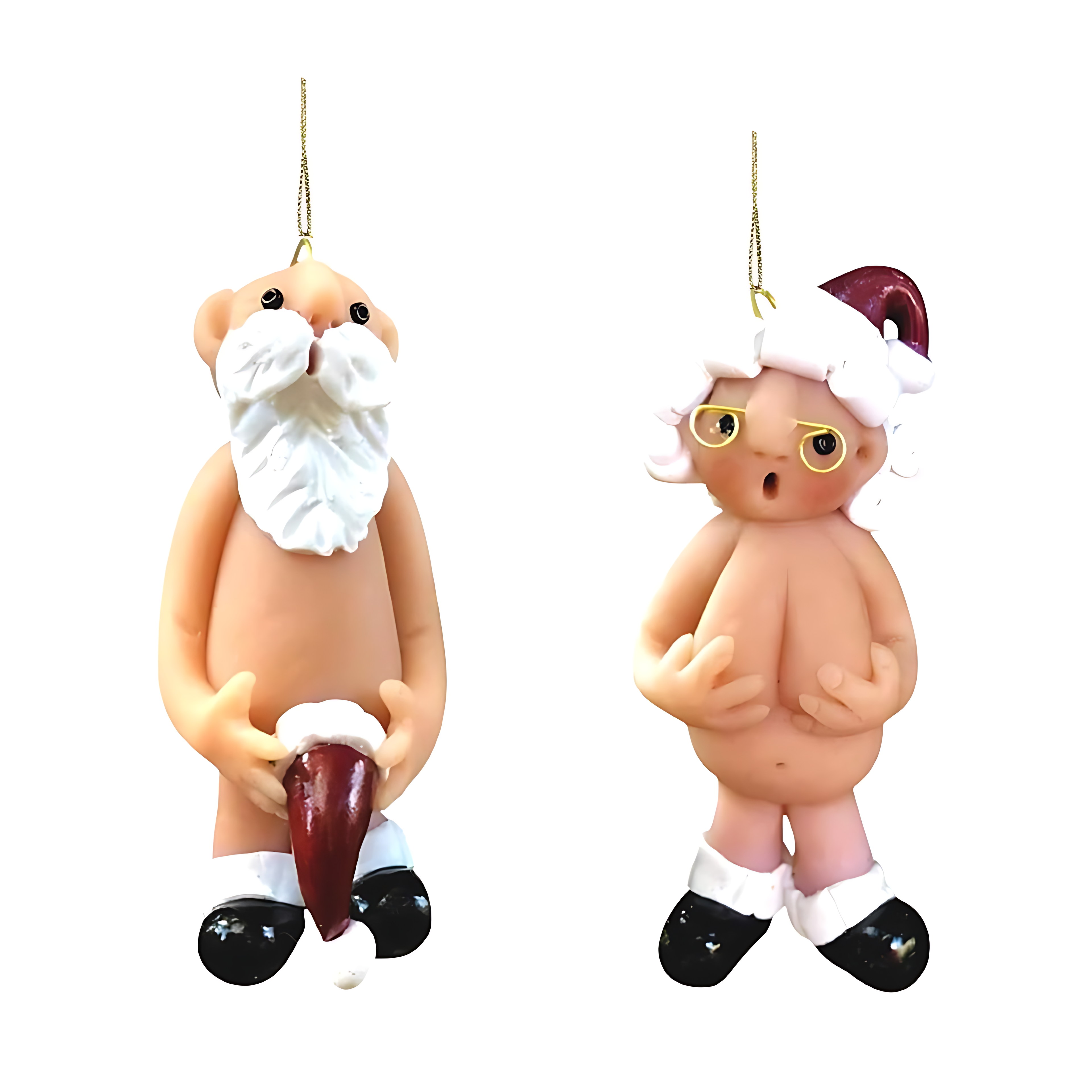 Creative Naughty Santa Christmas Decorations – 5CM & 8CM Funny Resin Santa Tree Ornaments, Cute Xmas Hanging Decor Gifts